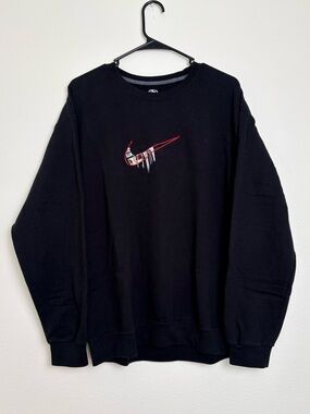 Athletic Works Black Graphic Itatchi Uchiha Swoosh Crewneck Sweatshirt Large